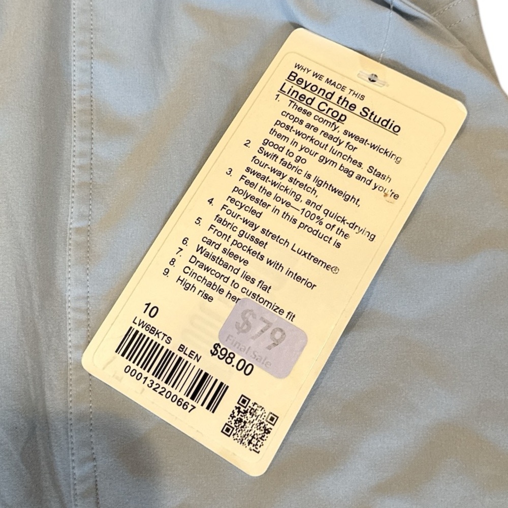 Lululemon Womens Crop Pants, NWT, Size-10, Color-Light Blue - Picture 6 of 9